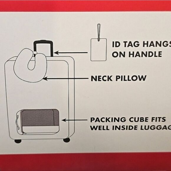 Hello Kitty 3-PC Packing Cube, Neck Pillow, & ID Tag Travel Set- Red - Picture 7 of 7